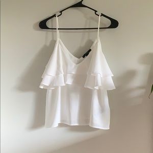 Ruffled White Cami Blouse